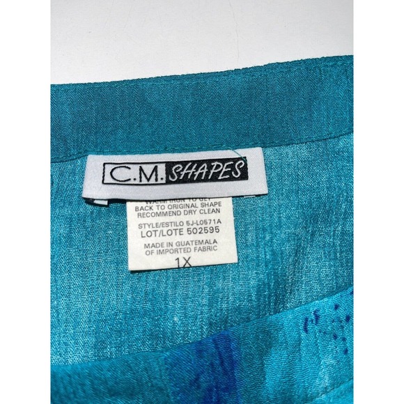 CM Shapes Shirt Tunic Plus size 1x Teal & Purple Rayon NWT Embroidery - Picture 3 of 10